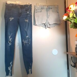American Eagle Distressed Stretch Denim Shorts & Jeans
